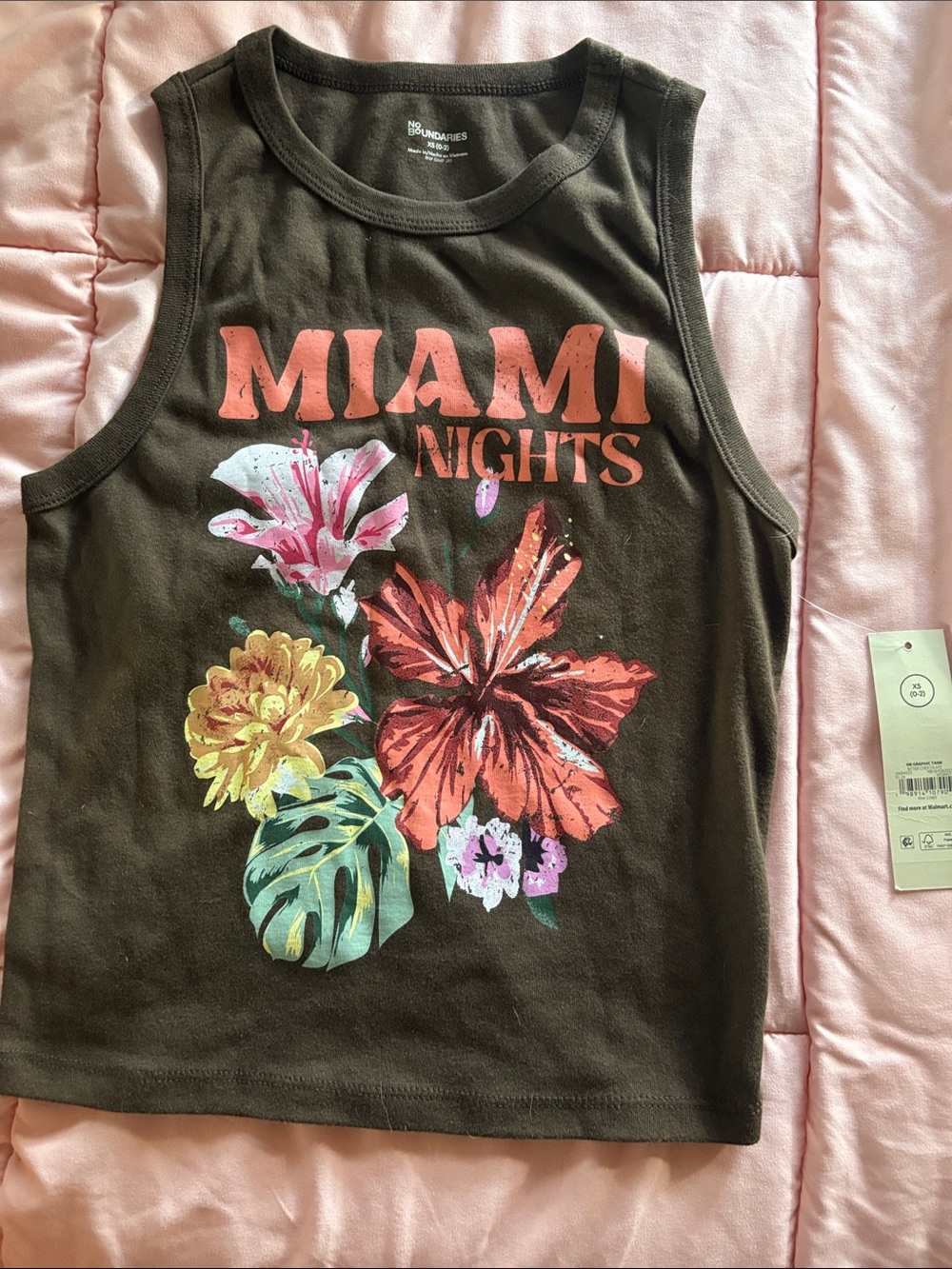 No Boundaries Brown 'Miami Nights' Floral Tank